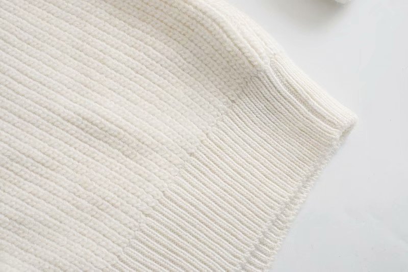 suéter de punto de mujer con solapa y escote bordado NSAM8807