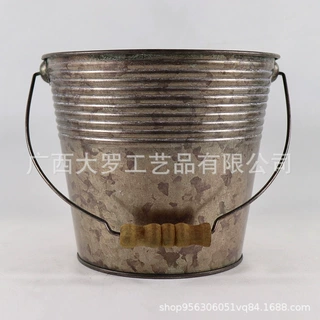 新款上市复古手提式铁皮桶铁皮花盆 KTV酒吧铁皮冰桶户外