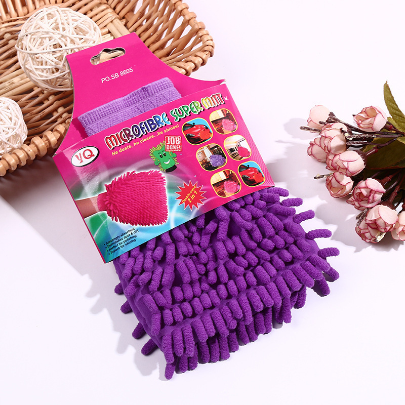 Nueva chenilla grande de doble cara guantes de limpieza de coches guantes de felpa de coral fábrica al por mayor image 5
