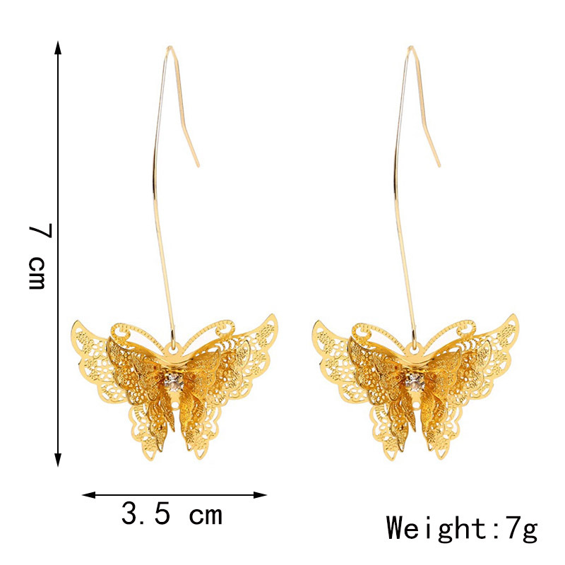 Korean Three-dimensional Multilayer Butterfly Earrings Personality Trend Insect Earrings Jewelry Wholesale Nihaojewelry display picture 1