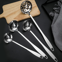 Stainless steel hot pot spoon, exquisite soup shell, thickened and polished slotted ladle, heat-resistant design with an extra-long handle, non-magnetic household rice spoon