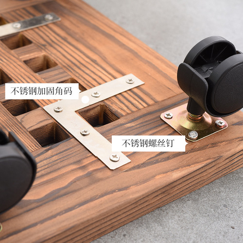 Thickened Petal Support Real Wood Mobile Planter Tray Round Flower Stand Planter Base with Wheels Brake Swivel Casters