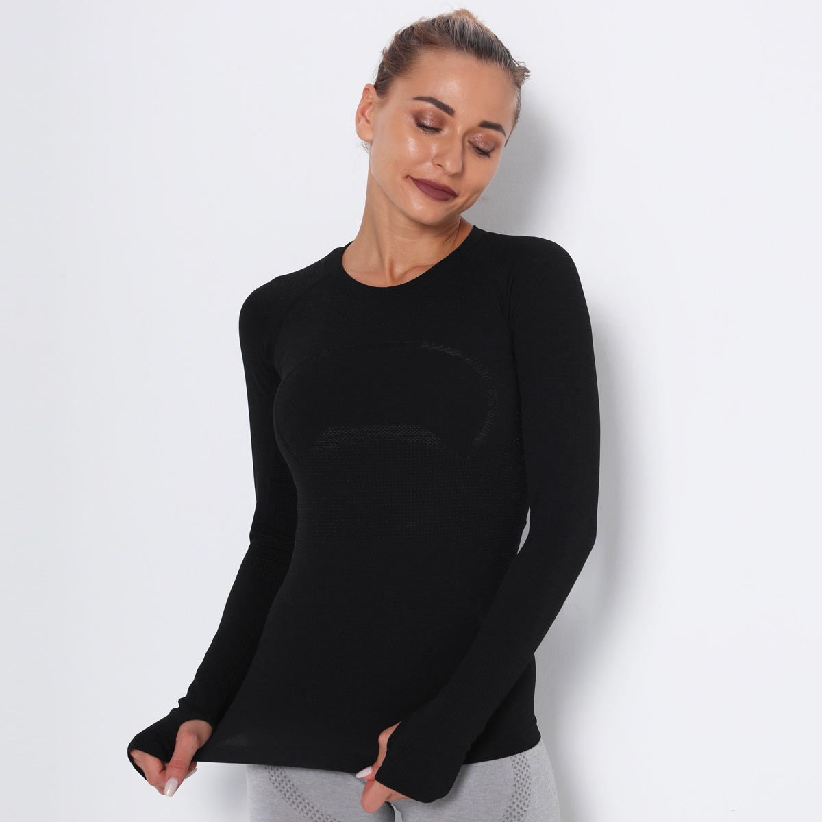 Long Sleeve Quick-drying Round Neck Yoga T-shirt  NSNS11047