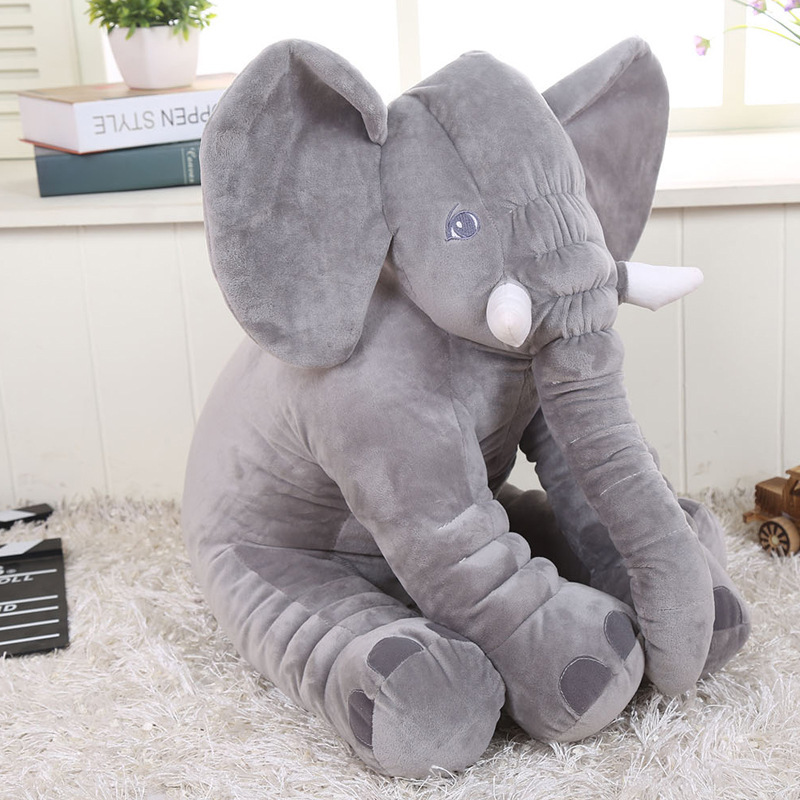 Nuevo calmante elefante juguete lindo nariz larga almohada elefante creativo dormir muñeca regalo de cumpleaños al por mayor