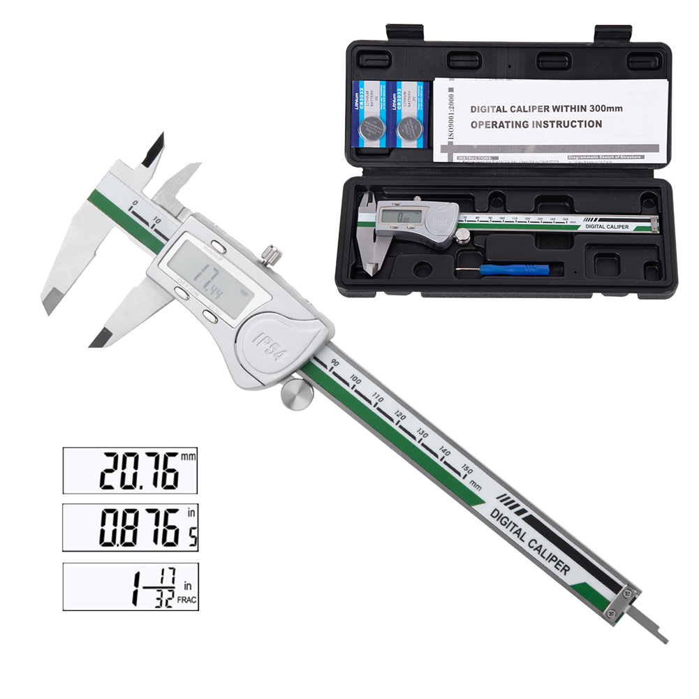跨境亚马逊数显卡尺0-150MM带分数IP54型出口美国6寸公英美制