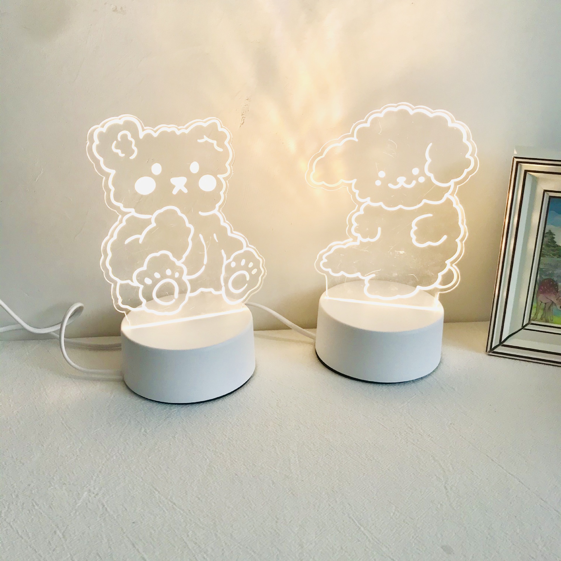 ins style handi dog cute bear atmosphere night light girl heart led table lamp gift bedroom bedside lamp
