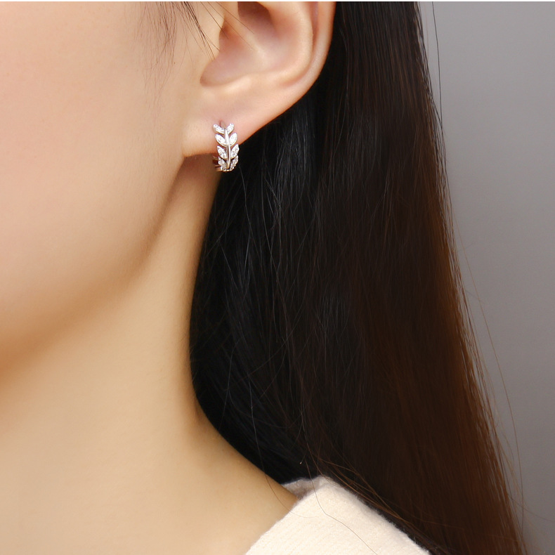 Pendientes de botón de oreja de hoja de plata esterlina 925 pendientes de diamantes de moda de estilo coreano para mujer 2022 nuevos pendientes de anillo de oreja de moda