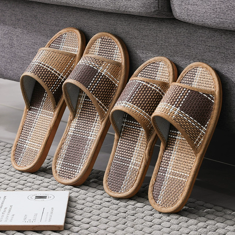 Соломенная Мужская и женская пара утолщенное скользкое дно из ПВХ с пластиковым дном для дома и улицы с деревянным полом летние Тапочки