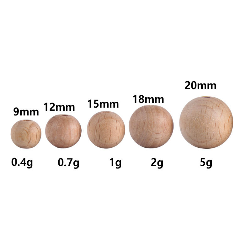 9 ~ 20mm de color Haya granos redondos juguete molar mordedor pulsera collar cadena chupete DIY accesorios la joyería