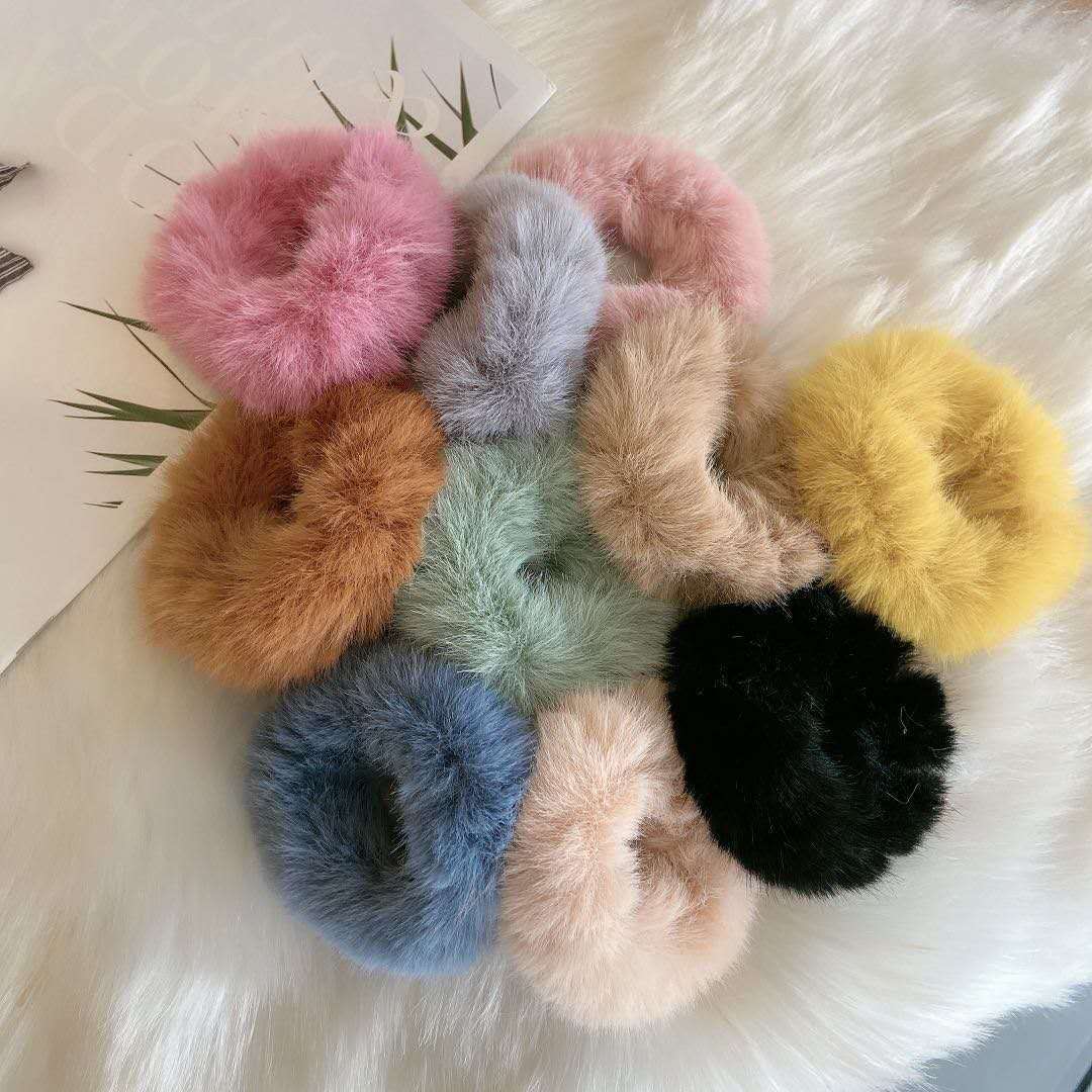 Internet celebridad felpa intestino grueso pelo anillo JK Plaid grasa salchicha anillo satén sólido color tela anillo pelo estilo coreano pelo cuerda pelo accesorios