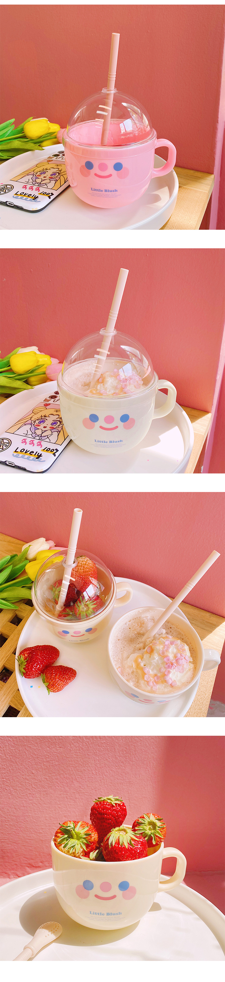 Korean Straw Cup Portable Cup Plastic Mug Cute Water Cup Breakfast Milk Cup For Women display picture 4