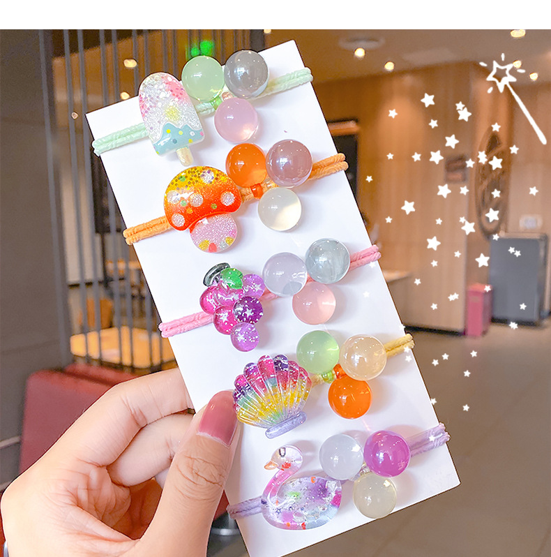 Fashion Cute Headdress Candy Color Children's Hair Rope Children Head Rope Cartoon Tie Hair Rubber Band Ball Crystal Hair Accessory display picture 10