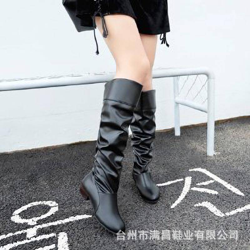 Autumn new style sleeve mid heel PU roun...