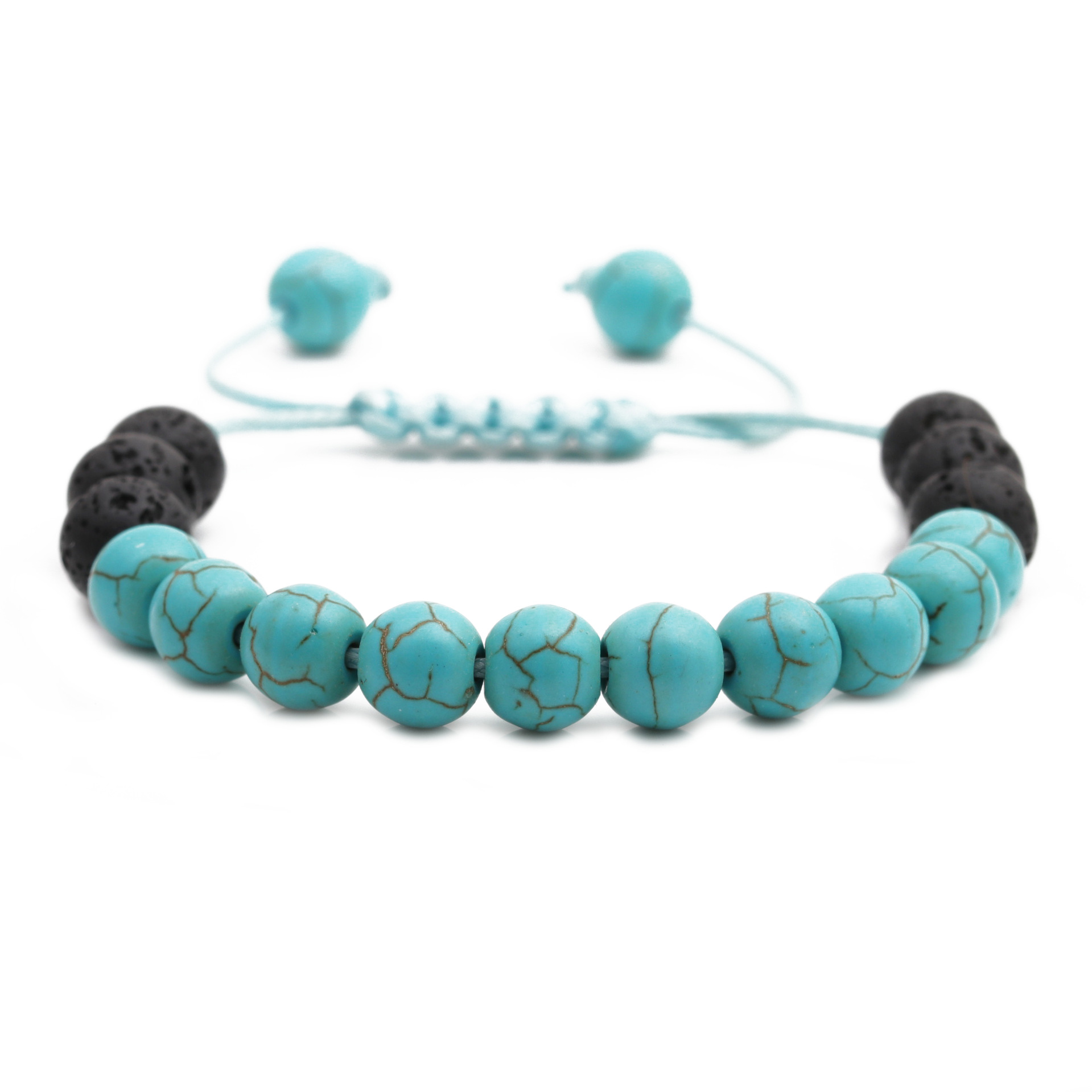 volcanic stone tiger eye turquoise powder spar bracelet