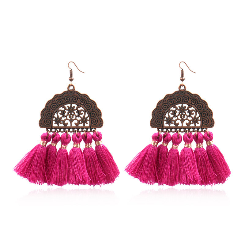 Bohemian Style Long Tassel Earrings Personality Retro Drop Earrings Exquisite Rice Beads Bride Accessories