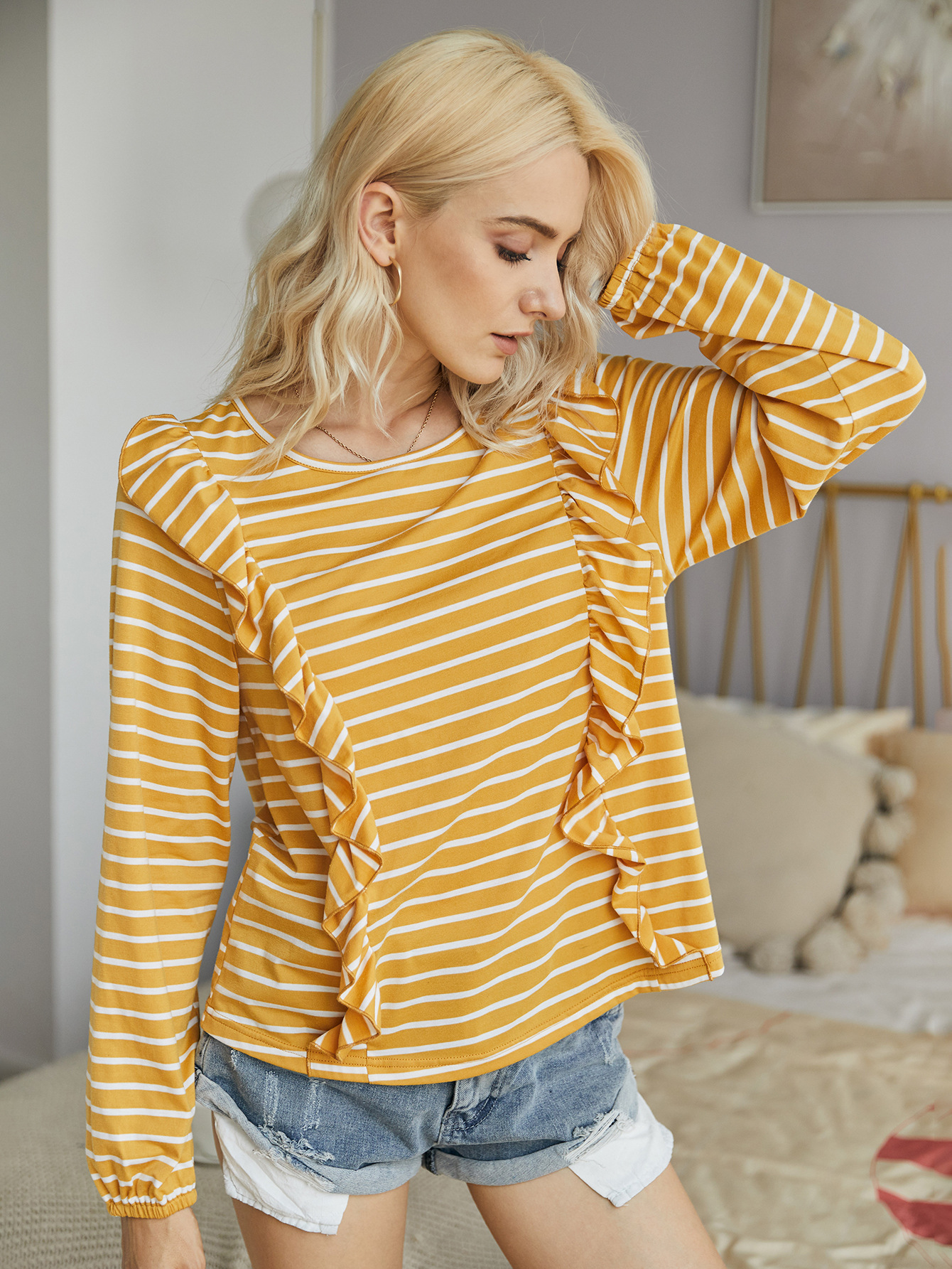 summer women s round neck long sleeve T-shirt NSDY7682