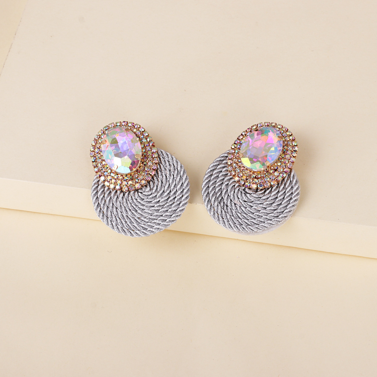 Korean New Fashion Wild Rhinestone Geometric Round Exaggerated Earrings display picture 17