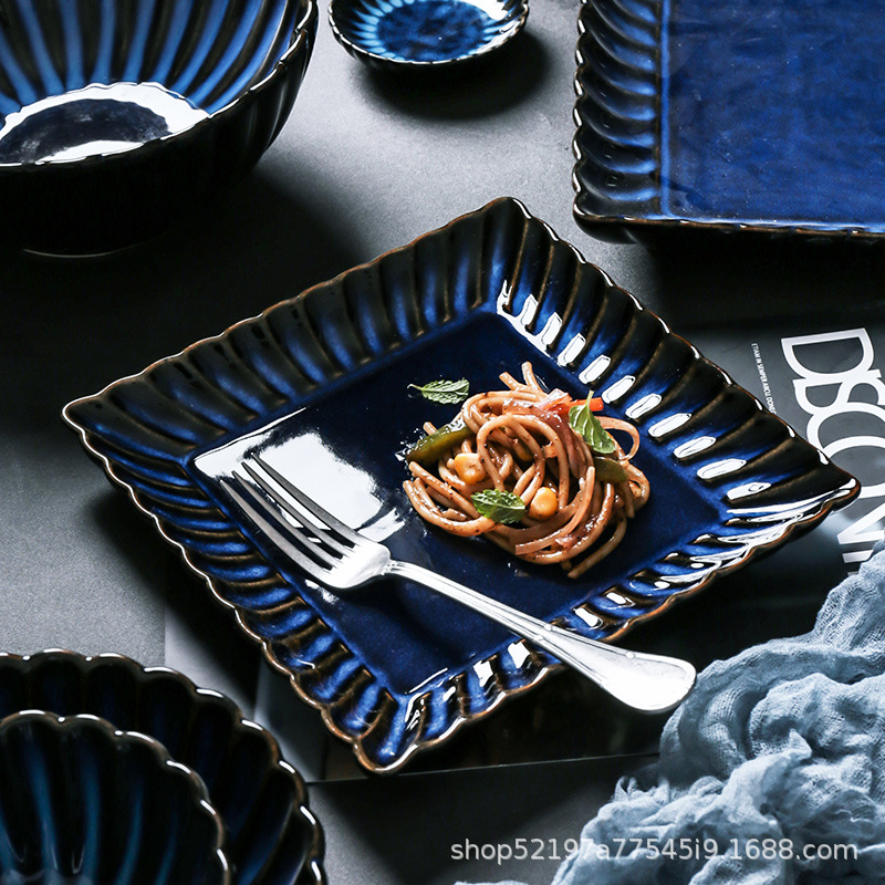 Estilo japonés de la vendimia crisantemo horno tazón y plato traje nórdico hogar tazón plato occidental plato vajilla de cerámica vajilla de regalo