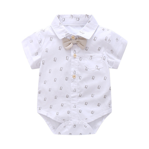 Cross-border new summer product, baby boy, gentleman's khaki, dinosaur printed romper multi-piece set, wholesale + hat