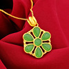 Golden stone inlay heart shaped, jasper from Khotan district jade, pendant, four-leaf clover, 24 carat