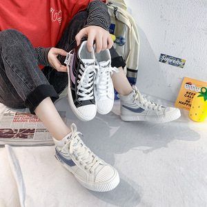 高帮帆布鞋女秋季板鞋2020新款透气韩版网红学生休闲运动鞋潮8319