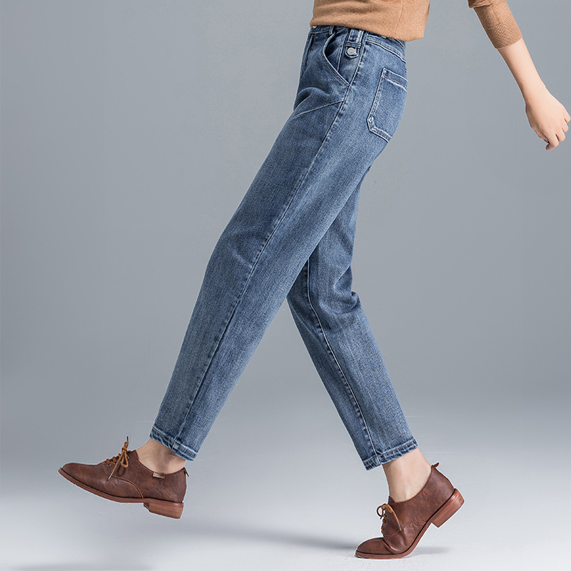 牛仔裤女九分裤韩版宽松老爹裤高腰休闲裤灰色烟管直筒裤2020秋新|ru