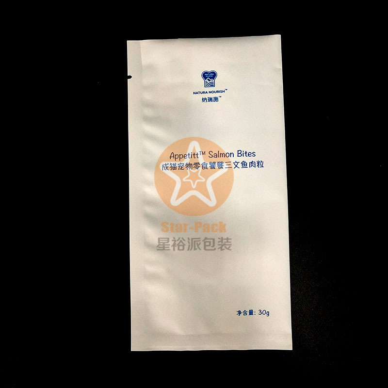 哑光磨砂30克成猫三文鱼肉粒铝塑复合袋 防潮避光易撕镀铝猫粮袋