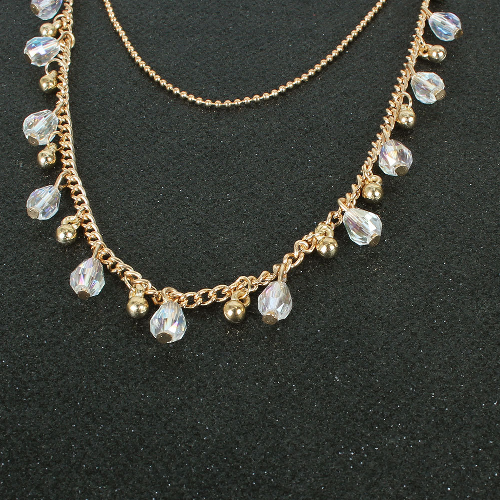 Korean  Alloy Diamond Double-layer Necklace display picture 3