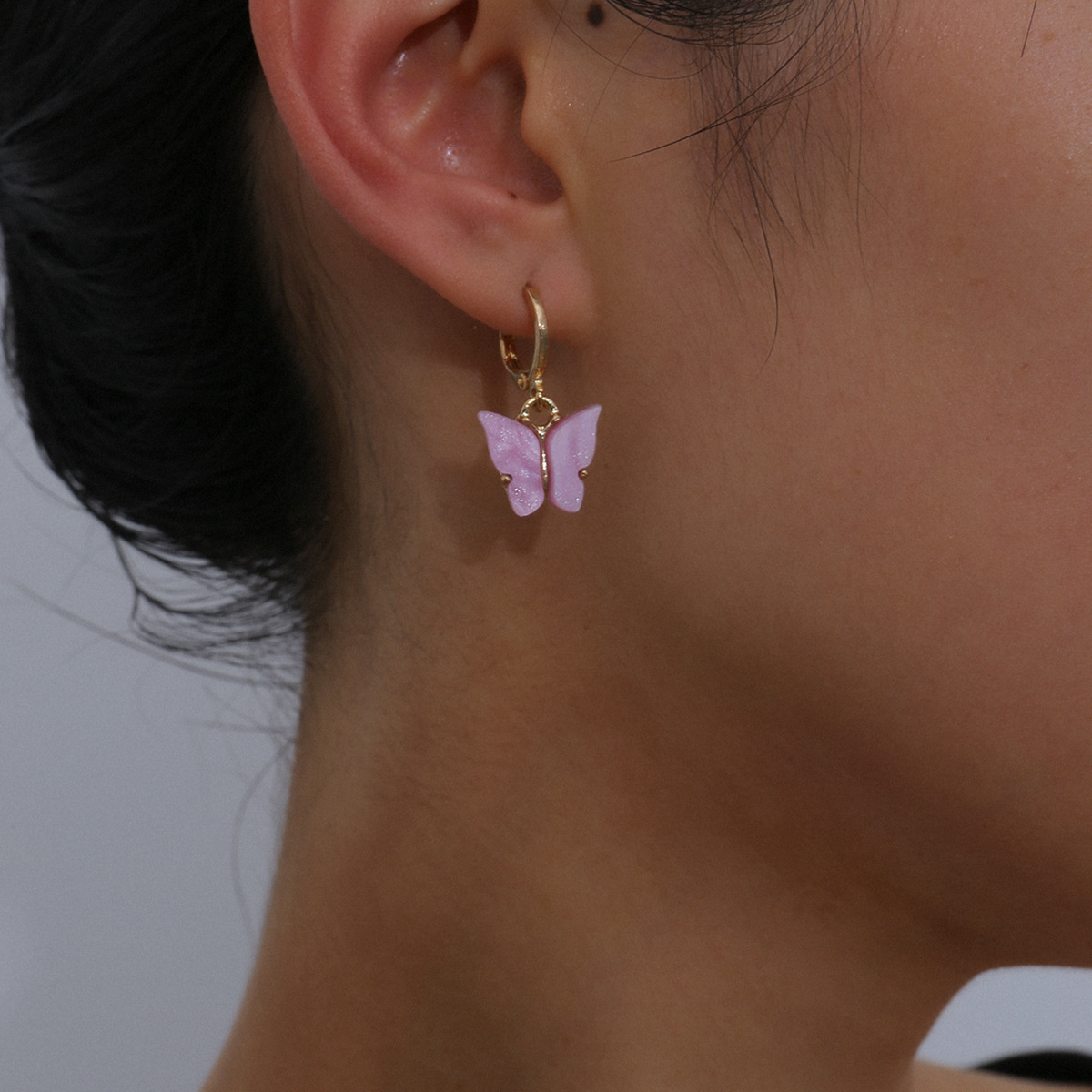 Jewelry Wild Butterfly Opening Geometric Earring Temperament Short Heart-shaped Imitation Pearl Pendant Ear Clip display picture 11