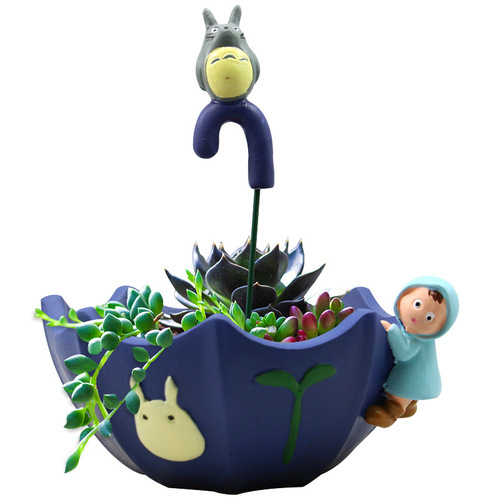 kka creative cartoon doll black cat little prince umbrella succulent plant micro landscape resin flower pot flower holder