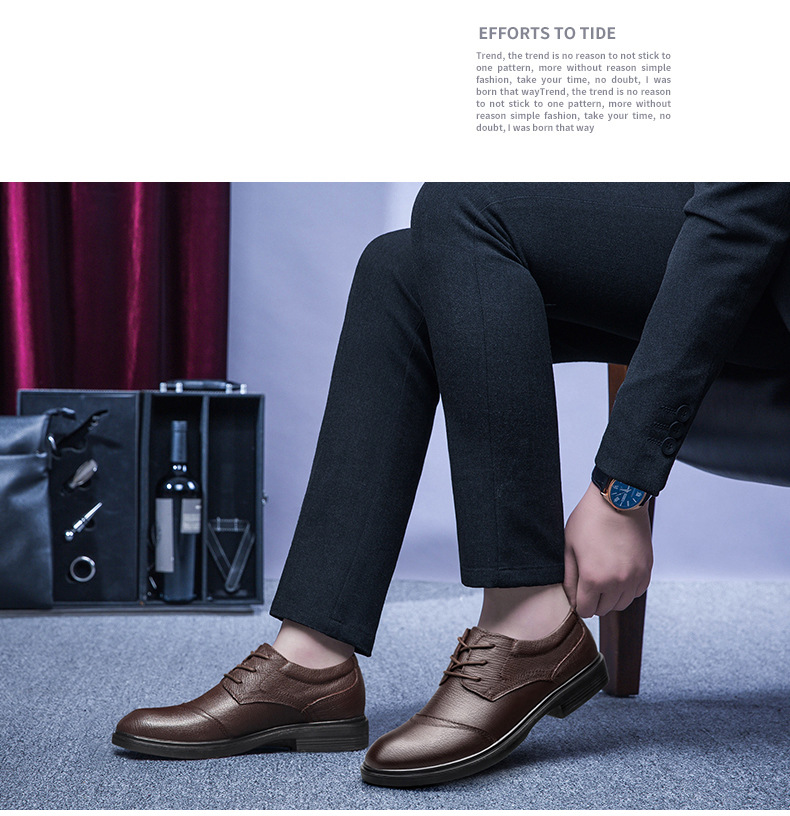 Casual leren schoenen voor heren met ronde kop, ondiepe mond, vetersluiting, eerste laag, werkschoenen voor nette leren schoenen_voghion.com