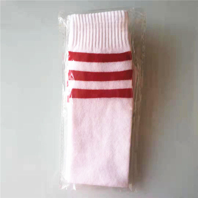 Football Socks Straight Socks Striped Rootless Men's Children's White Bottom Bar Socks Student Men's and Women's Cheerleading Straight Cotton Socks