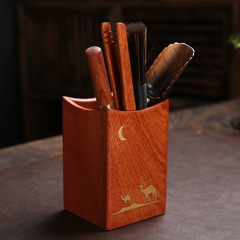 【Copper-inlaid】Rosewood Tea Ceremony Brass Solid Wood Original Wood Set of Six Gentlemen Gongfu Tea Saucer and Spoon Wholesale Accessories