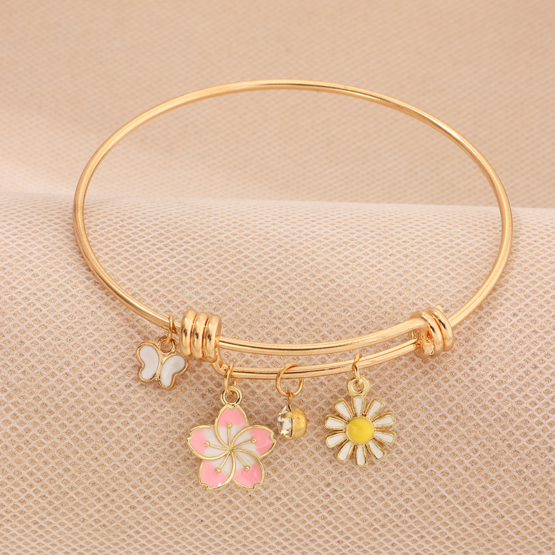fashion jewelry new small fresh oil drop butterfly flower bracelet simple circle bracelet wholesale 
