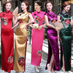 Women China traditional Chinese dresses oriental qipao dresses Cheongsam retro stage performance dress banquet art show cheongsam