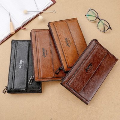 長款錢包男士pu拉鏈錢夾牛皮包手包商務手拿包休閑手抓包