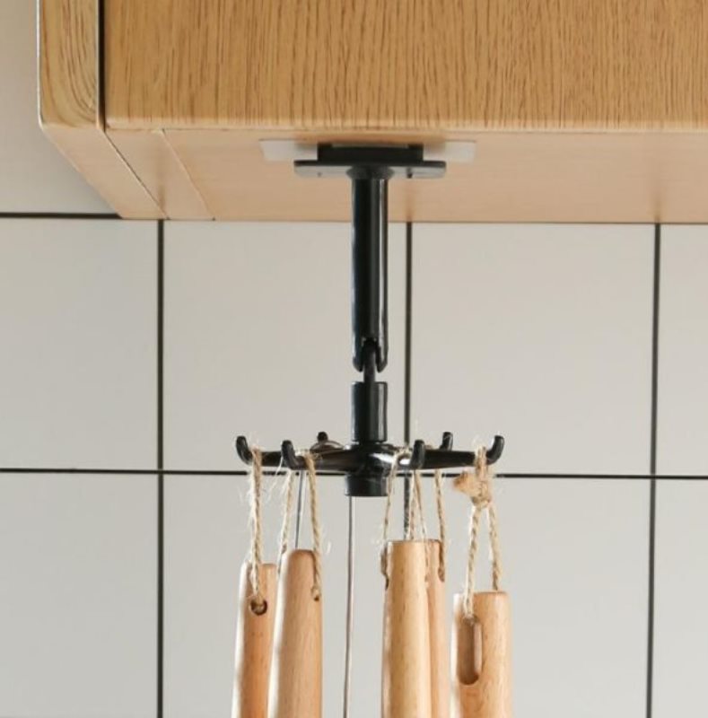 Gancho De Cocina Gancho De Pared Perforado Libre Utensilios De Cocina Espátula Cuchara Cuchillo Almacenamiento Estante Giratorio Gancho Percha display picture 3