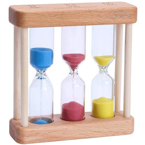 Factory direct sales and retail 3-minute hourglass smiling face hourglass. 1.3.5-minute wooden combination timer hourglass