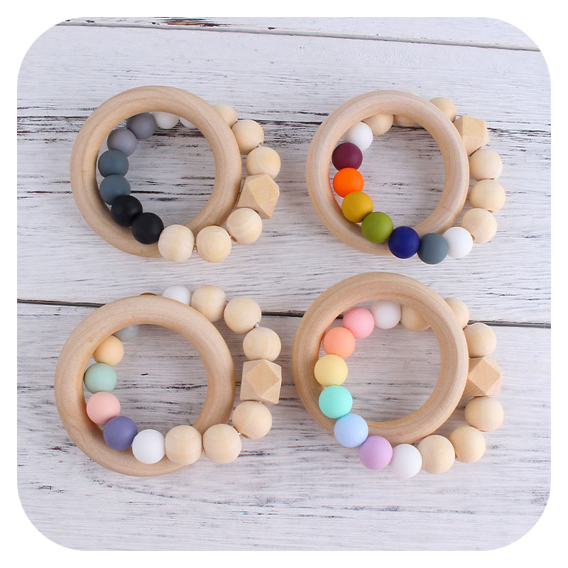 Nueva DIY creativo Hemu anillo macaron color juguete teether Seguridad Protección del Medio Ambiente pulsera de cuentas silicona teether