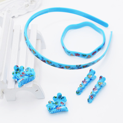 儿童发卡发箍 批发印花混款头扣夹子手镯套装 儿童发箍 韩国 公主