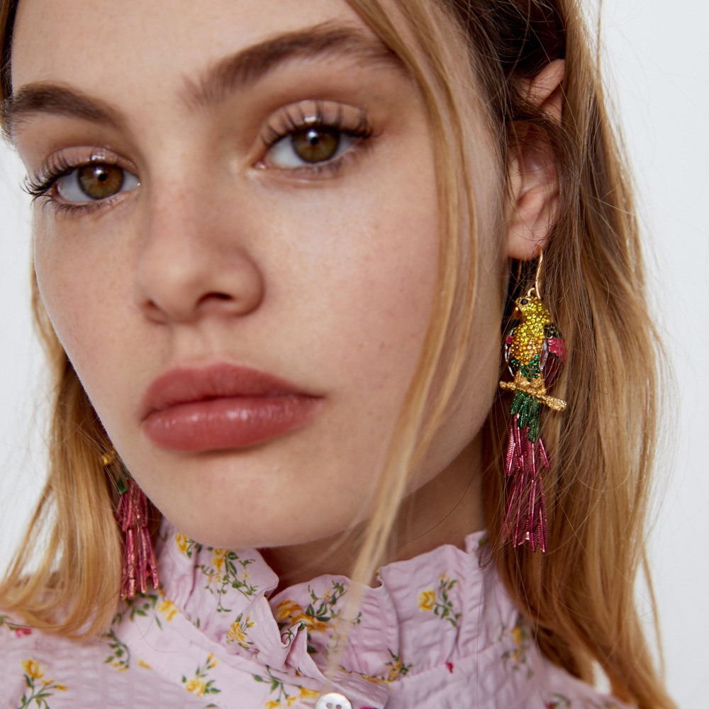23g Weight Exaggerated Parrot Alloy Inlay Artificial Rhinestones Women's Earrings