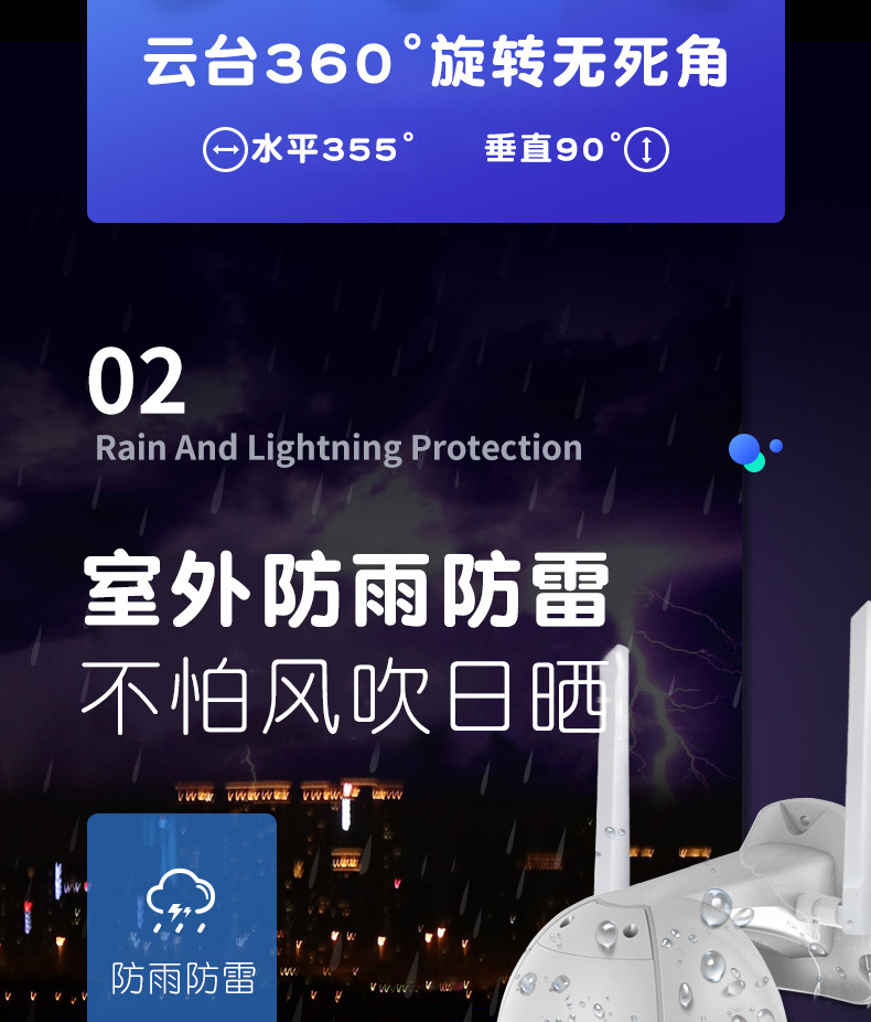 20灯球机室外防水监控器远程无线wifi网络全景高清夜视全彩