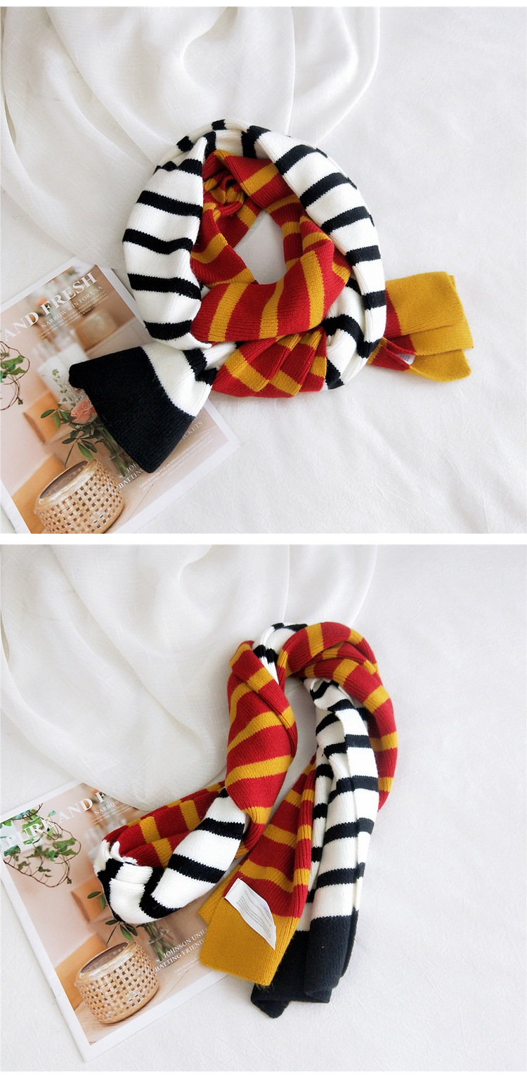 Color Striped Knitted Scarf display picture 8