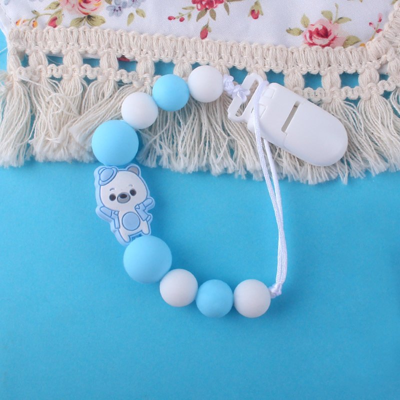 Bebé cerdo Cadena de clip de pezón de silicona Cadena de dientes de bebé Cadena de molienda cadena anti-caída pezón de mordedor calmante
