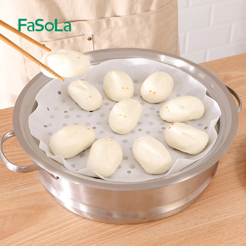 FaSoLa home cooking steamer paper pad double-sided non-stick oil disposable household round steamer paper steamed bun pad paper