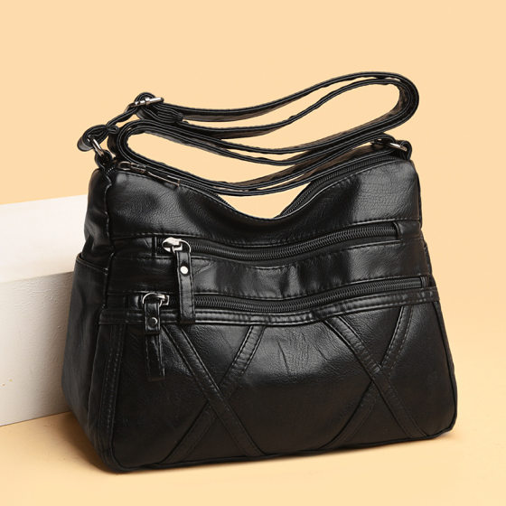 Middle-aged and elderly bag mother bag women's 2021 new middle-aged soft leather shoulder messenger bag large capacity grandma bag for the elderly