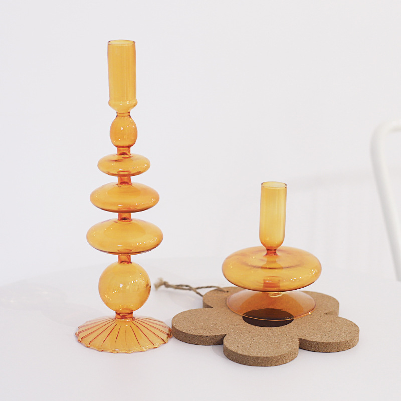 Kreative Einfache Glas Kerzen Ständer Vase Handwerk Wohnzimmer Und B & B Tisch Dekoration Getrocknete Blumen Arrangement display picture 4
