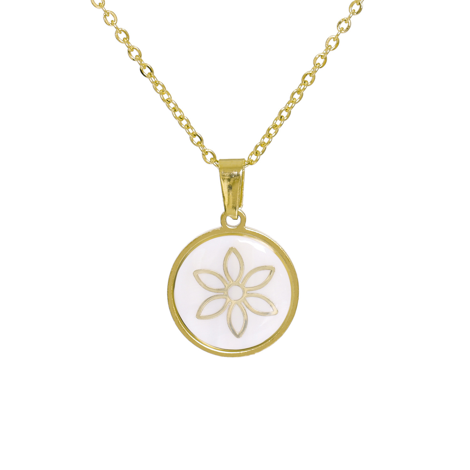 Fashion Stainless Steel New Flower Pattern Pendant Necklace For Women display picture 5