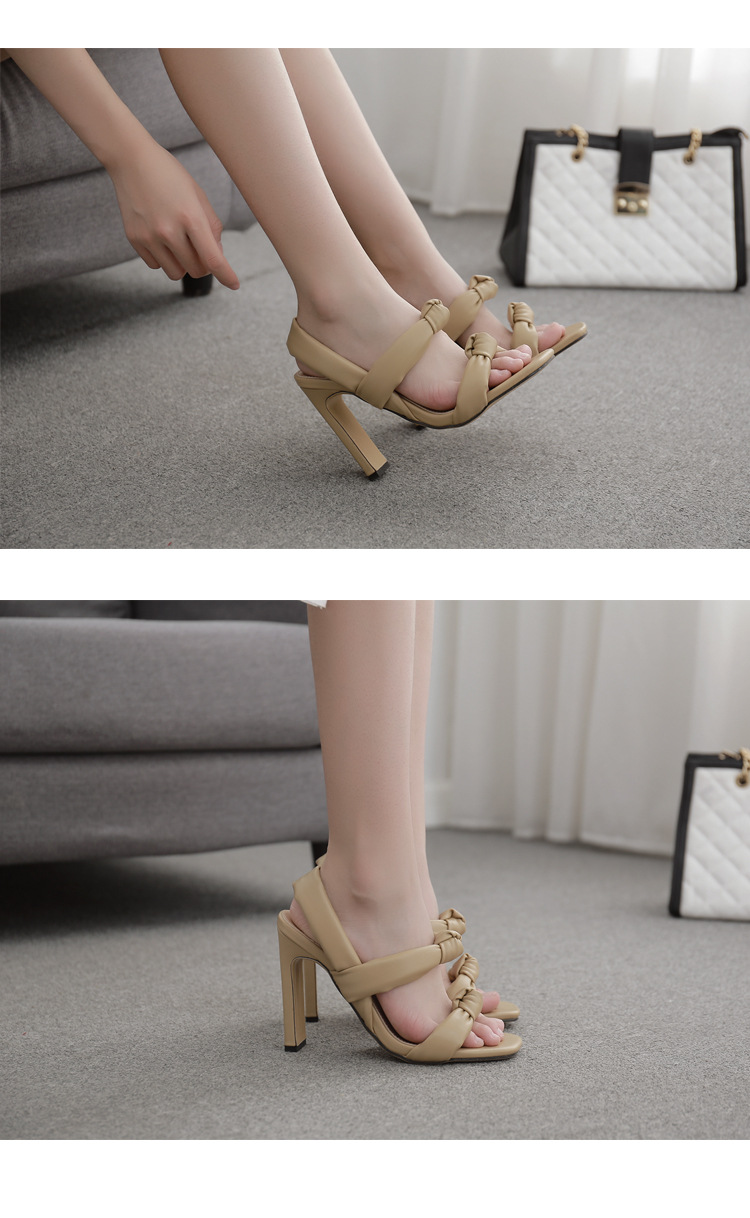 square toe knotted thick high heel large size sandals  NSCA11190