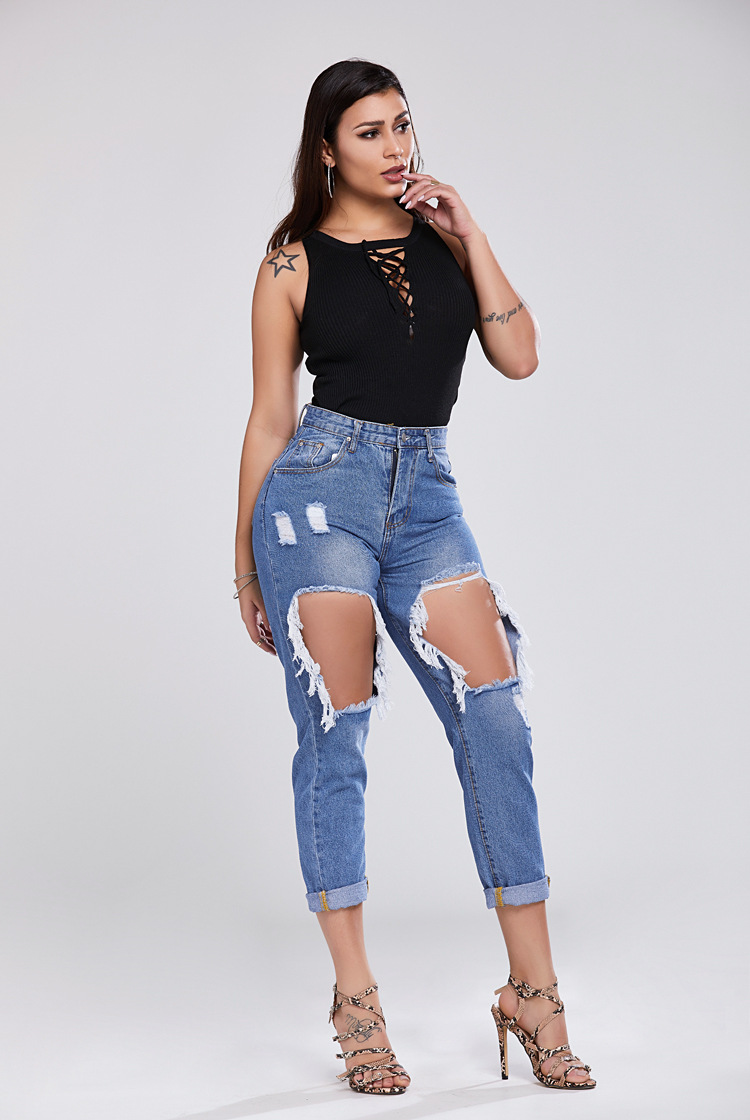 Plus Size Street Ripped Jeans NSSY9914